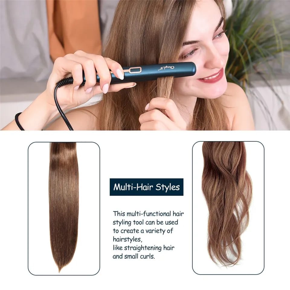 CkeyiN Hair Flat Iron 2 in 1 Hair Straightener and Curler Portable Straightening Iron Constant Temperature Hair Styler